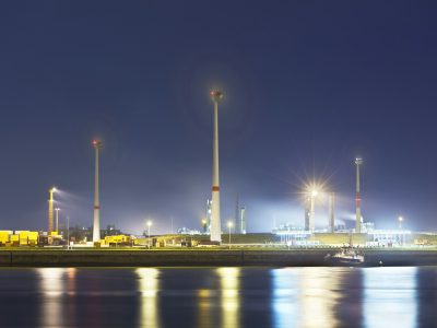 Wind Generation In Harbor At Night Wind Generation In Harbor At Night